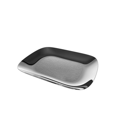 dressed rectangular tray in polished 18/10 stainless steel with decoration